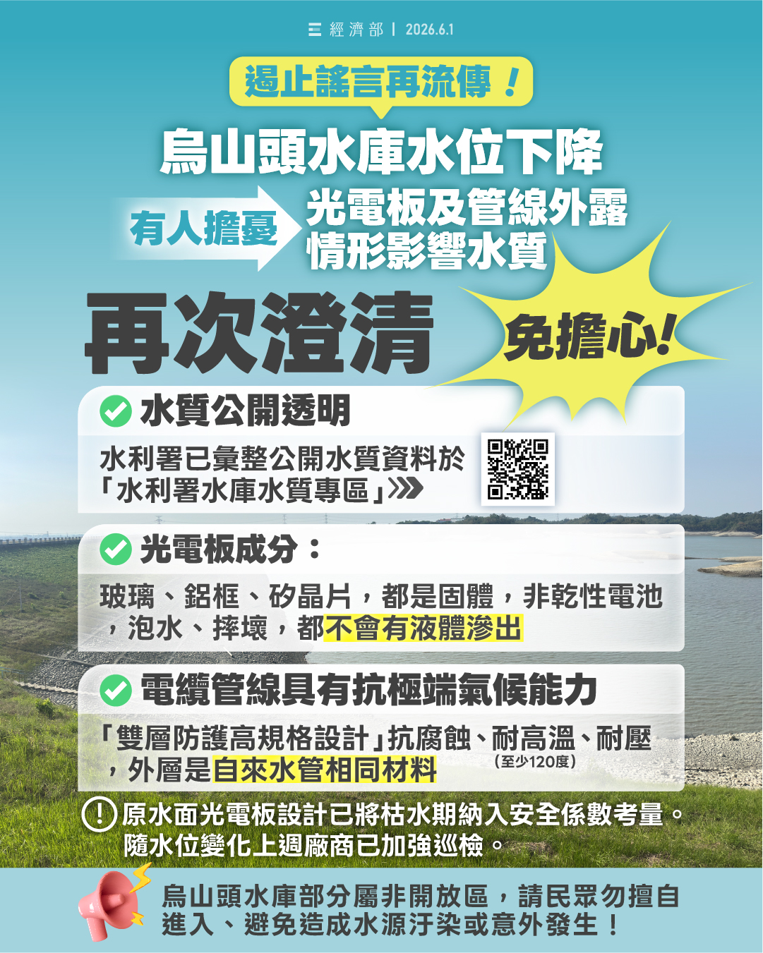 260601_烏山頭水庫水位下降光電板不影響水質